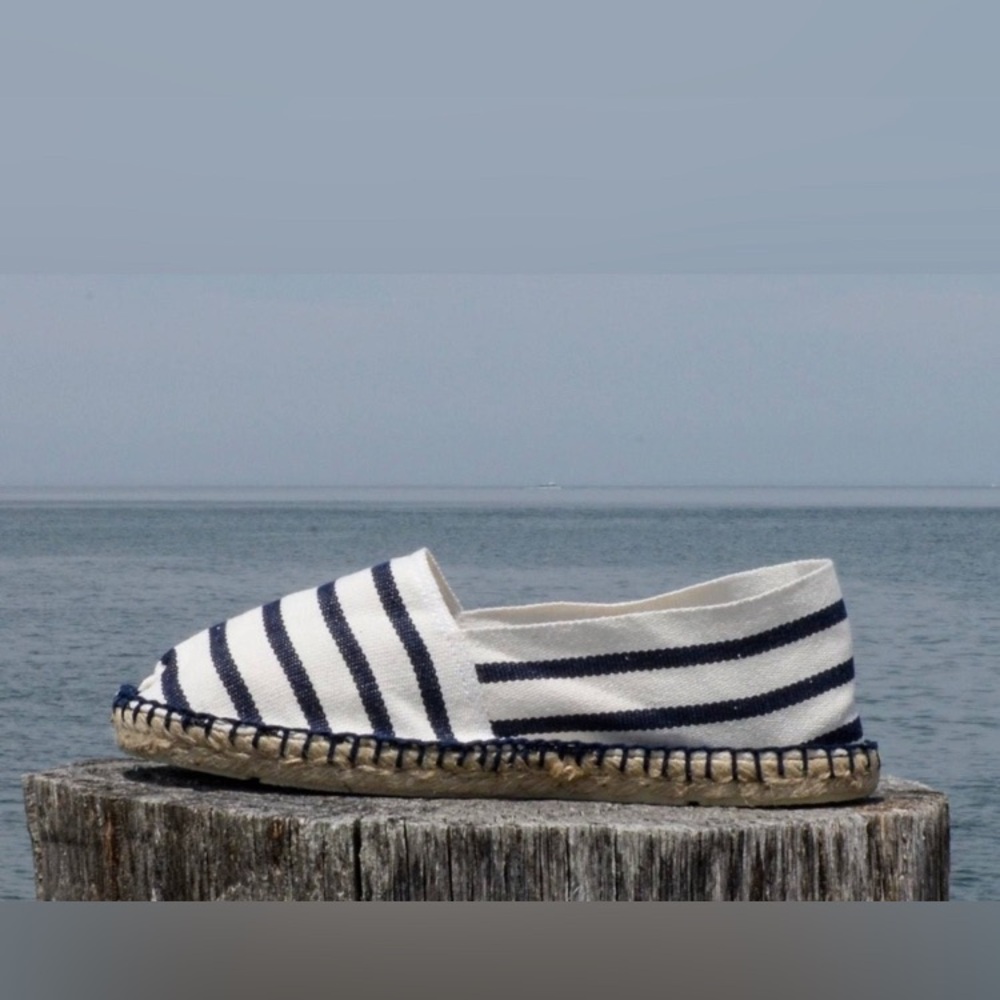 Francine Espadrilles, Women’s Size 9, bontemps Montauk, blue and white stripes - Picture 2 of 5